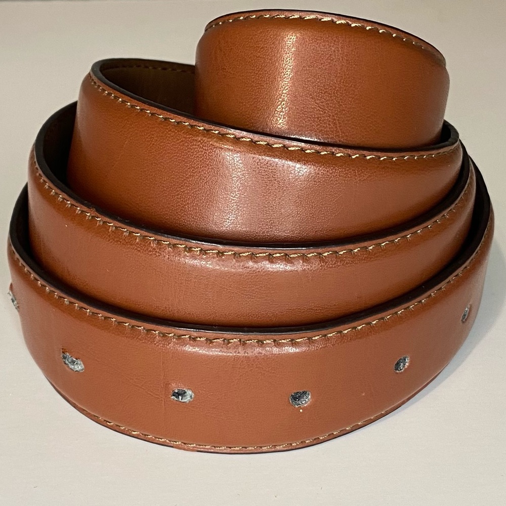 Men’s Size 44 Brown Genuine Leather Belt Silver Tone Buckle PB1288 11